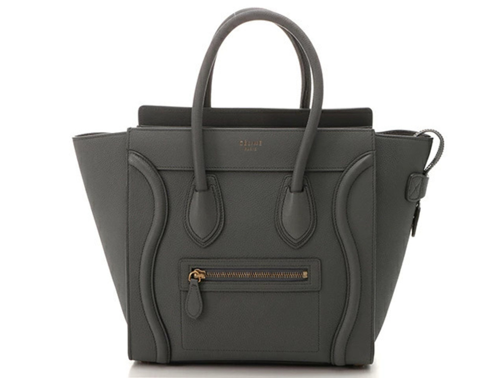 Celine Luggage Tote Handbag Shopper Drummed Calfskin Gray
